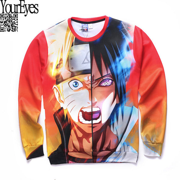 New Men Hoodies Sweatshirts Cartoon Print Anime Naruto sasuke