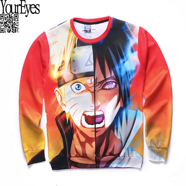 New Men Hoodies Sweatshirts Cartoon Print Anime Naruto sasuke